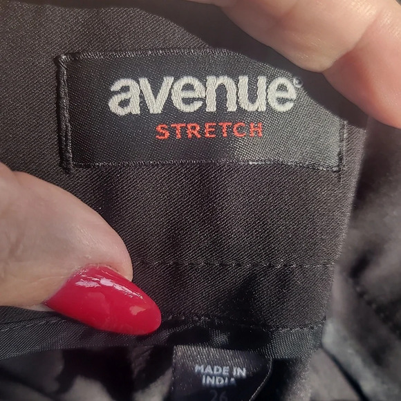 AVENUE black stretch flat front cuffed dress work pants sz 26 wide leg to - Picture 2 of 10